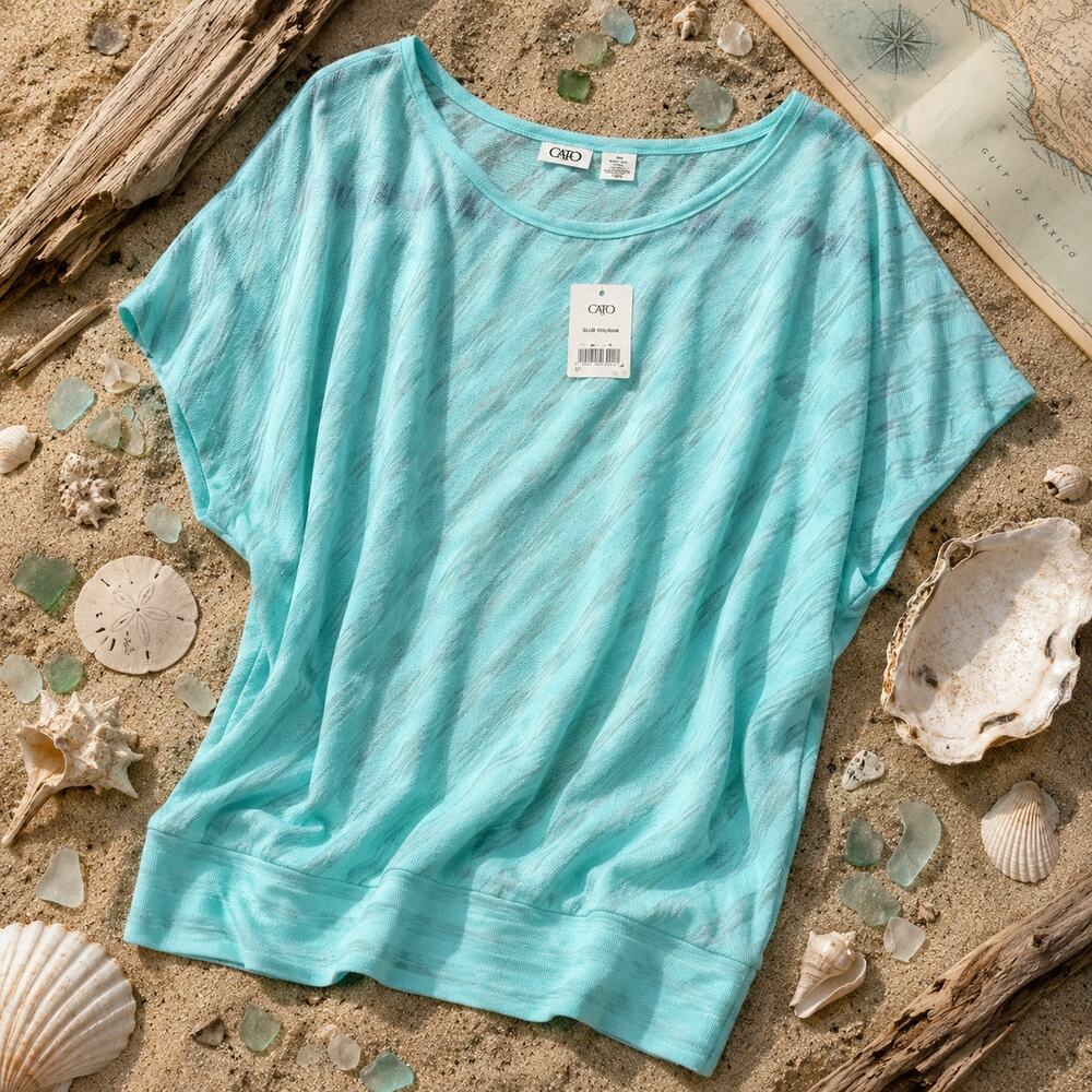 Cato Aqua Burnout Dolman Sleeve Blouse Size Small Lightweight Top NWT